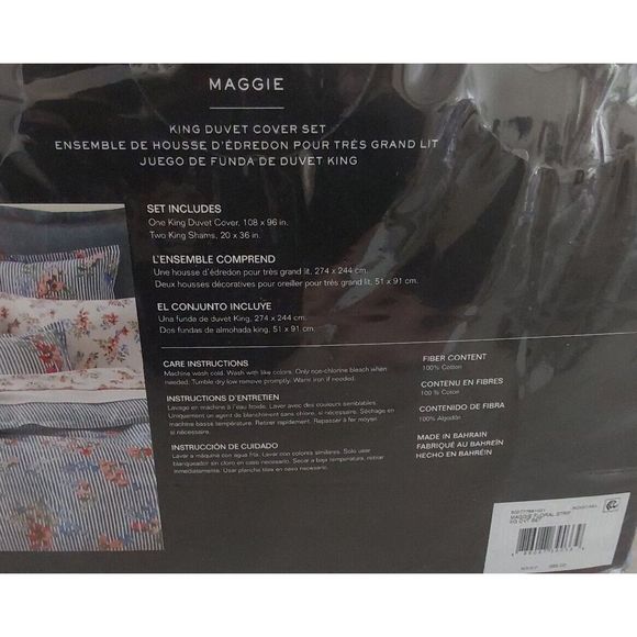 Ralph Lauren MAGGIE FLORAL Blue King Duvet Cover Sheet Set Euro Sham Bedding Set - Picture 7 of 16